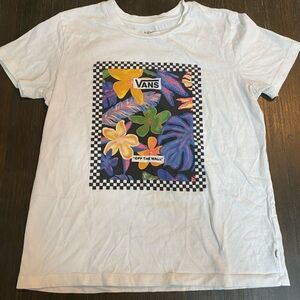 VANS white tee with flowers